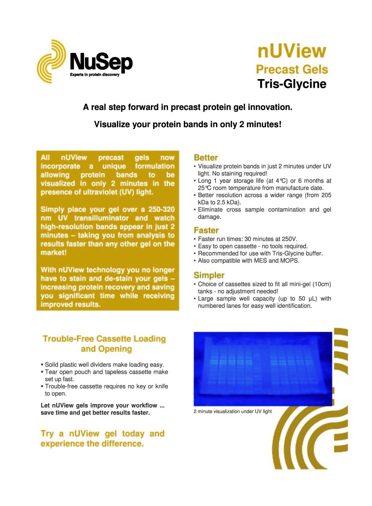 nUView Tris-Glycine Precast Gel Box for ThermoFisher/Invitrogen Tanks - protein gel innovation
